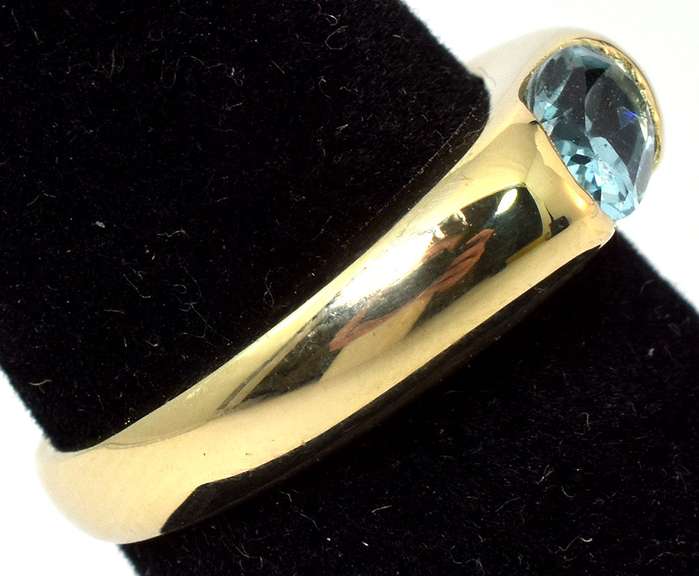 Modern Blue Topaz Ring in 14KT Yellow Gold