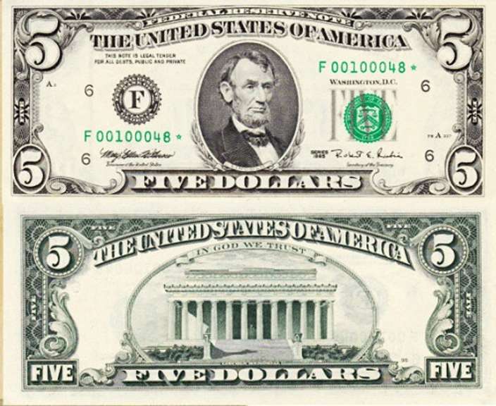 Gem Crisp 1995 Atlanta $5 Star Replacement Note The Key Of The Series!