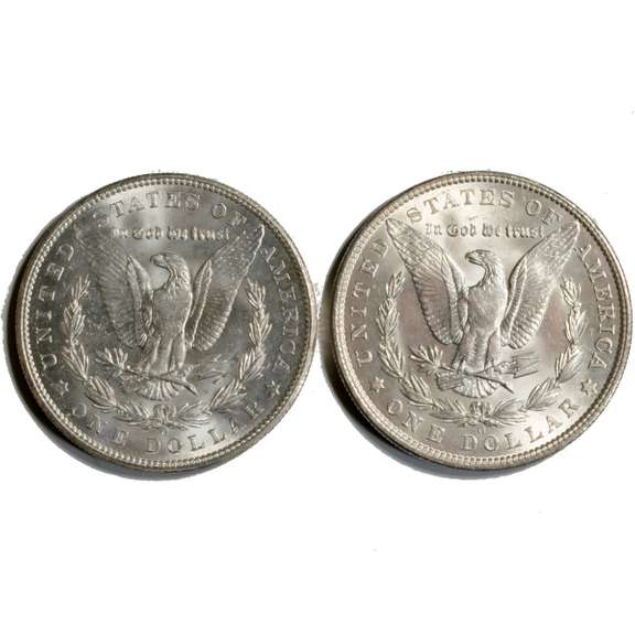 2 Frosty White BU 1902 O Morgan Dollars From A Roll