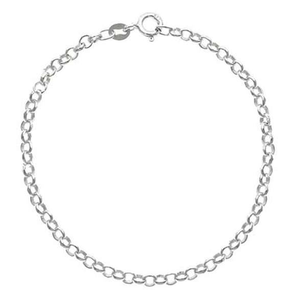 Sterling Silver Rolo Link Charm Bracelet