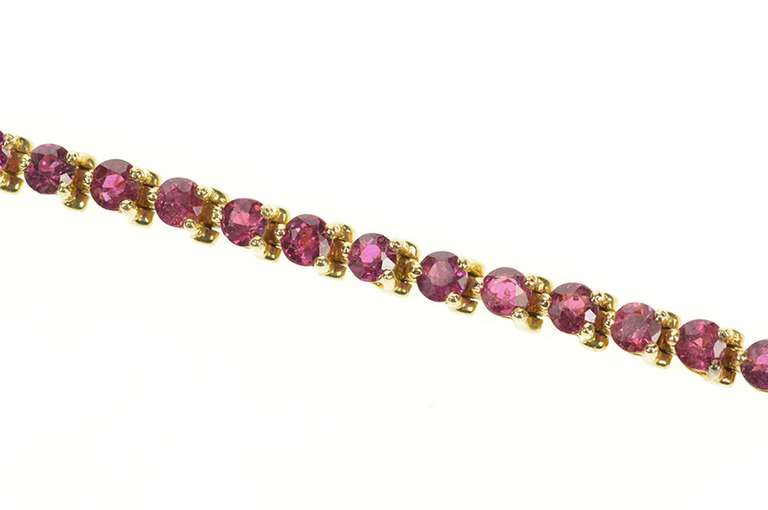 14K Yellow Gold 3.75 Ctw Natural Ruby Encrusted Tennis Bracelet