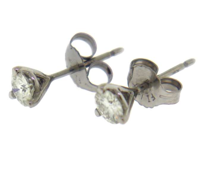 Simple White Gold Small Moissanite Earrings