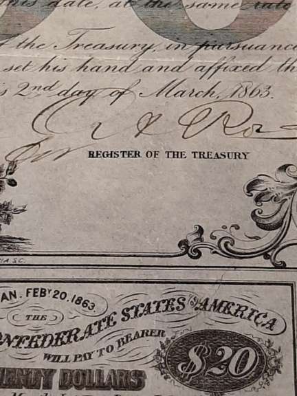 $ 500 March 2 1863 Confederate War Bond
