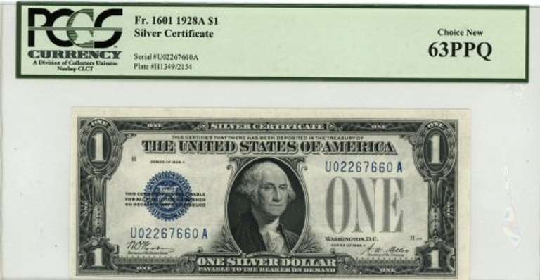 Super 1928-A $1 $1 Silver Certificate. PCGS 63PPQ