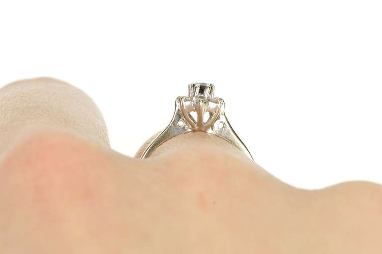 14K White Gold 0.40 Ctw Sapphire Diamond Halo Engagement Ring