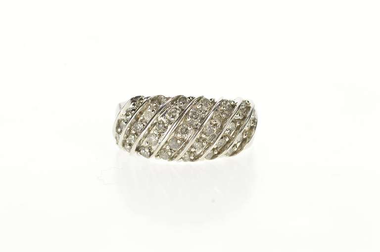 10K White Gold 0.70 Ctw Diamond Striped Statement Band Ring