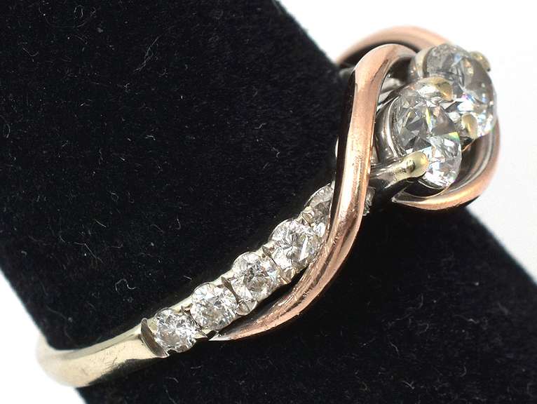 Glittering 0.88CTW Diamond Ring in 14KT Two-Tone Gold