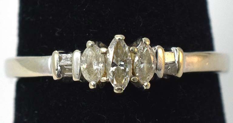 Endearing 3-Stone Marquise Diamond Ring in White Gold