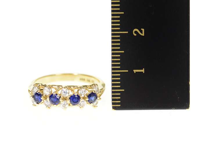 14K Yellow Gold Syn. Sapphire Cubic Zirconia Wedding Band Ring