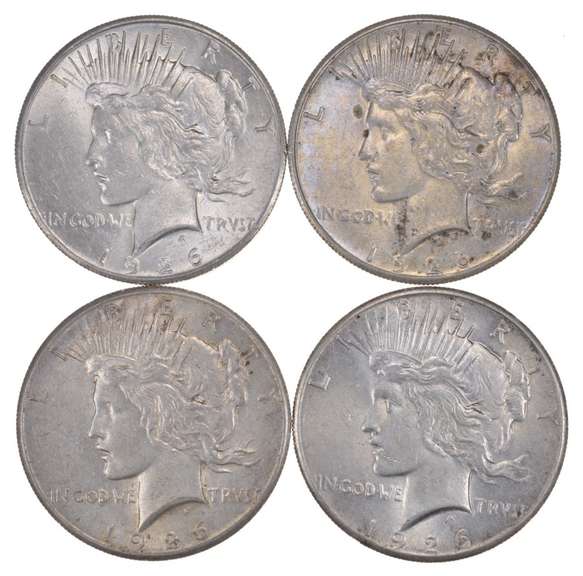 Lot (4) 1926 Peace Silver Dollars