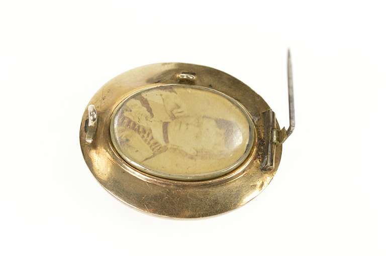 Gold Filled Victorian In Memory Woven Hair Mourning Photo Pin/Brooch