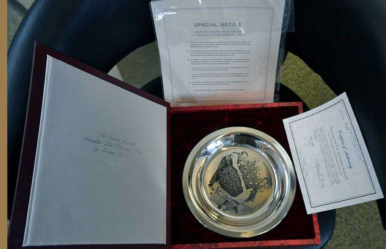 Norman Rockwell Sterling Silver Christmas Plate With COA