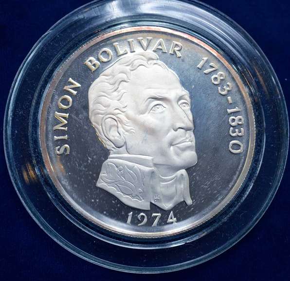1974 Republic Of Panama 20 Balboas Proof Coin . With Box and COA 4.166 Troy  OZ  of Sterling Silver