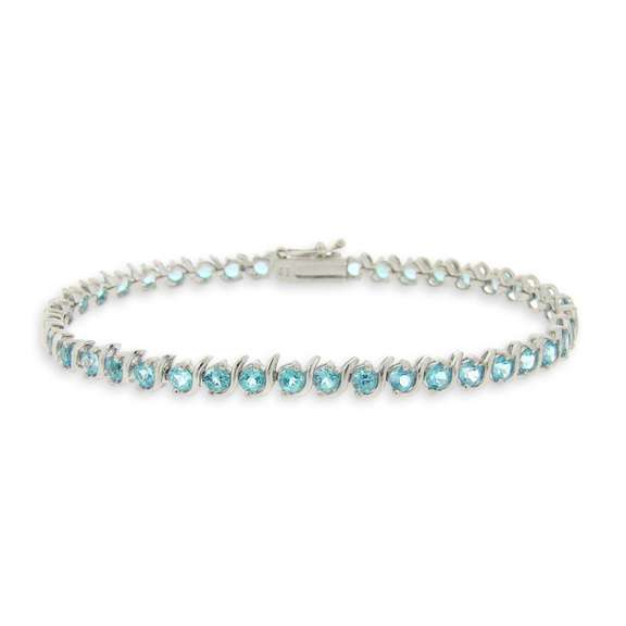 Sterling Silver 5.3ct Swiss Blue Topaz S Design Tennis Bracelet