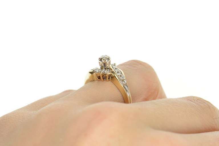 14K Yellow Gold Diamond Bypass Promise Engagement Ring