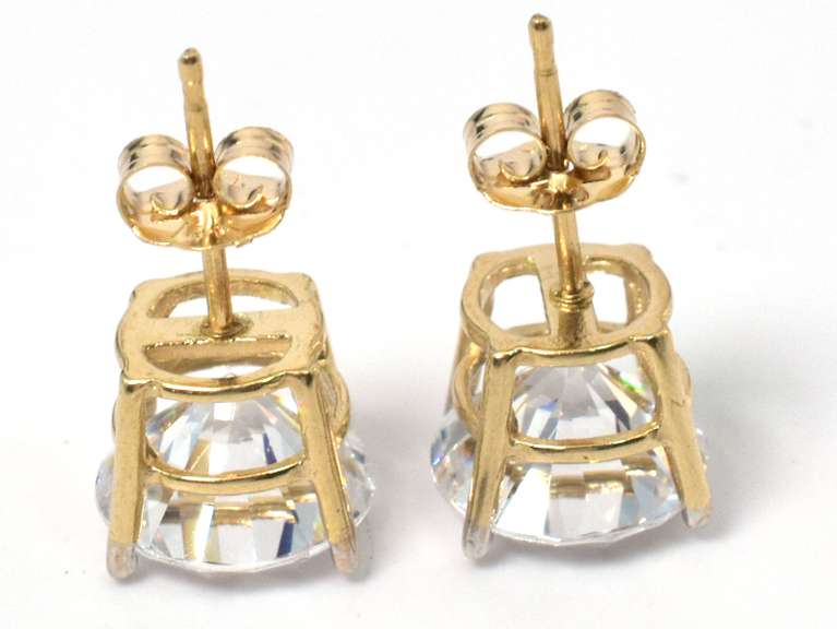 Massive CZ Earrings in 14KT Yellow Gold