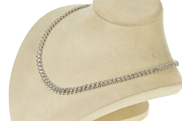 10K White Gold 1.77 Ctw Diamond Graduated Wavy Link Tennis Necklace