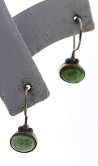 Sterling Silver Green Tourmaline Drop Earrings