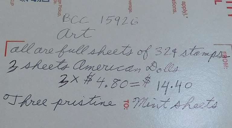 Stamps:  Art   $14.40 face