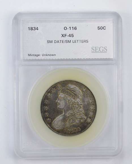 XF45 1834 Capped Bust Half Dollar Small Date Small Letters - SEGS