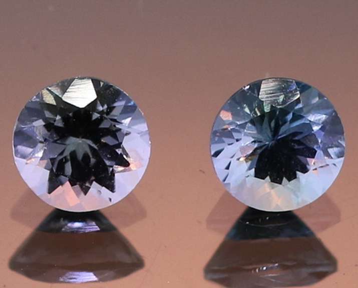 Glittering 1.41ct pair of silvery blue Tanzanite