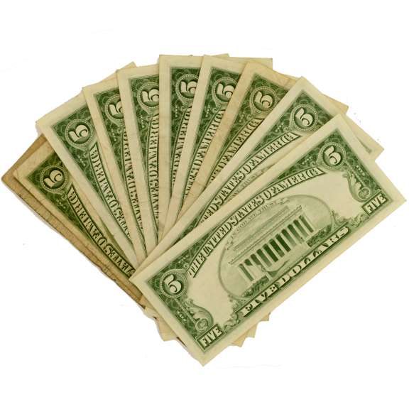 10 Various Red Seal $ 5 US Notes