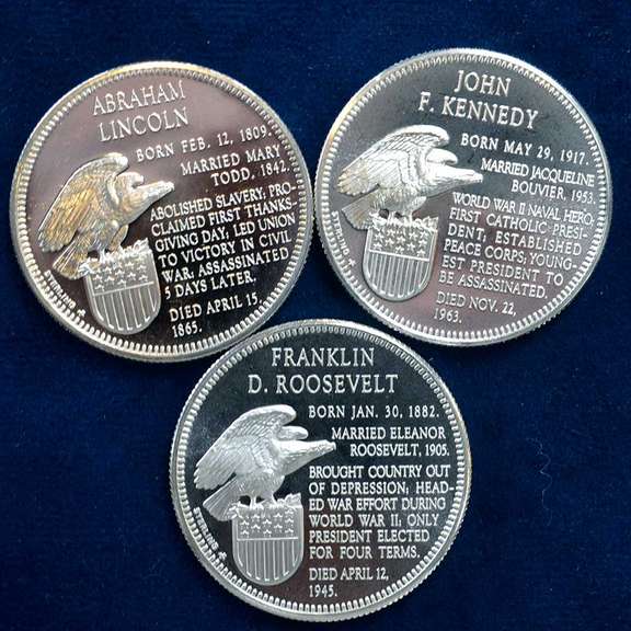 Lot Of Sterling Silver President Medals