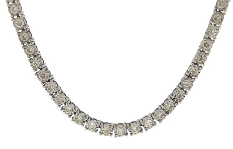 Impressive White Gold 8cts Diamond Tennis Necklace