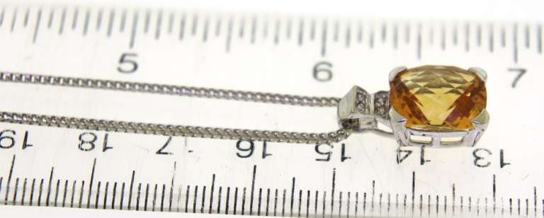 Fabulous 14kt WG Oval Cut Citrine and Diamond Necklace