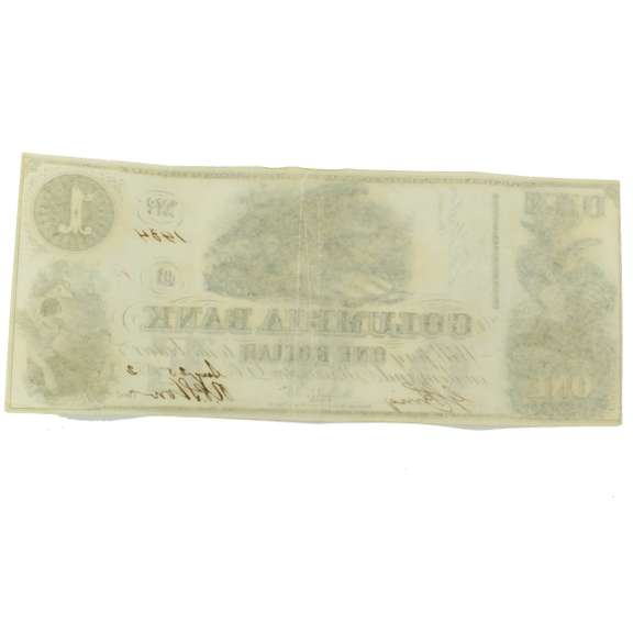 Sharp August 25 1852 $1 Columbia Bank OF Wash DC Note