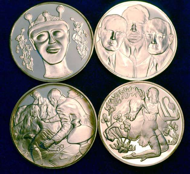 Lot Of 4 History Of Drugs Sterling Silver Medals