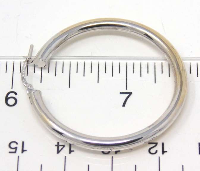 Elegant White Gold Round Hoop Earrings