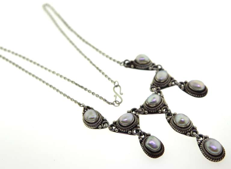 Sterling Silver Pearl Drop Necklace