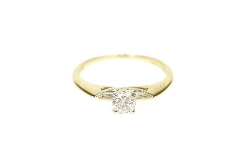 14K Yellow Gold Diamond Solitaire Classic Promise Engagement Ring