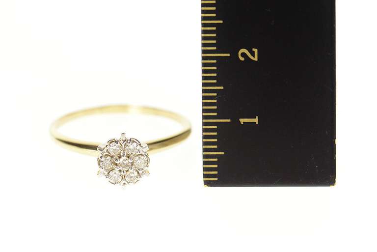10K Yellow Gold Diamond Halo Cluster Classic Engagement Ring