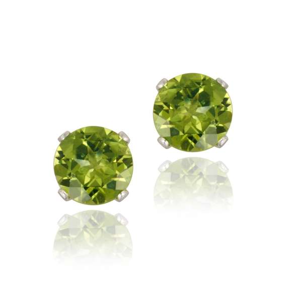 Sterling Silver 1.8ct Peridot Stud Earrings, 6mm