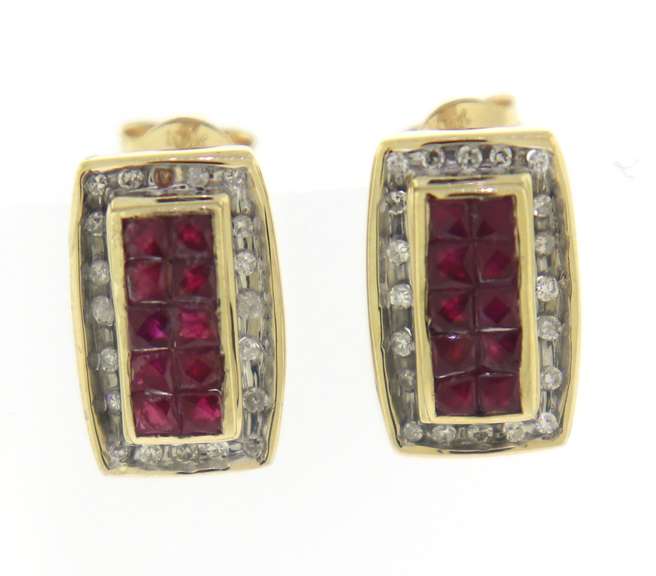 Fancy Insv Set Ruby & Diamond Earrings