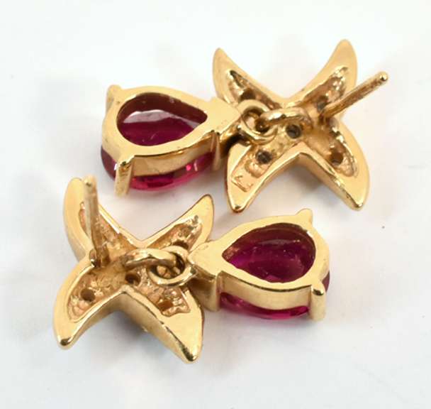 Neat Dangling Synthetic Ruby Earrings