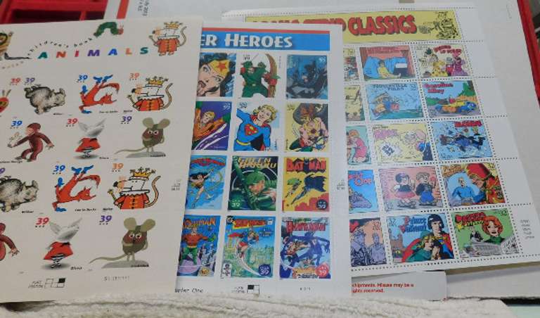 Stamps: Comics full sheets $20.44