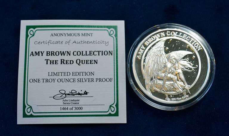 Amy Brown The Red Queen 1 OZ Silver Round With COA