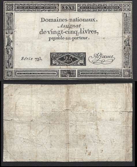 Domaines Nationaux Assignat Devingt-cinq Livre