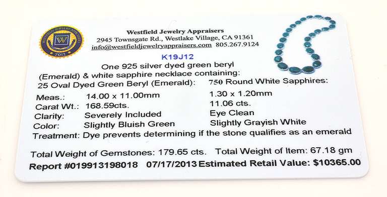 Jaw-Dropping 168.59CTW Emerald & Sapphire Necklace in Sterling Silver