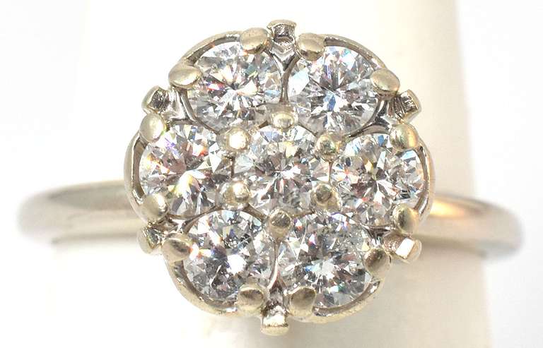 Dazzling 0.90CTW Diamond Cluster Ring in 14KT White Gold