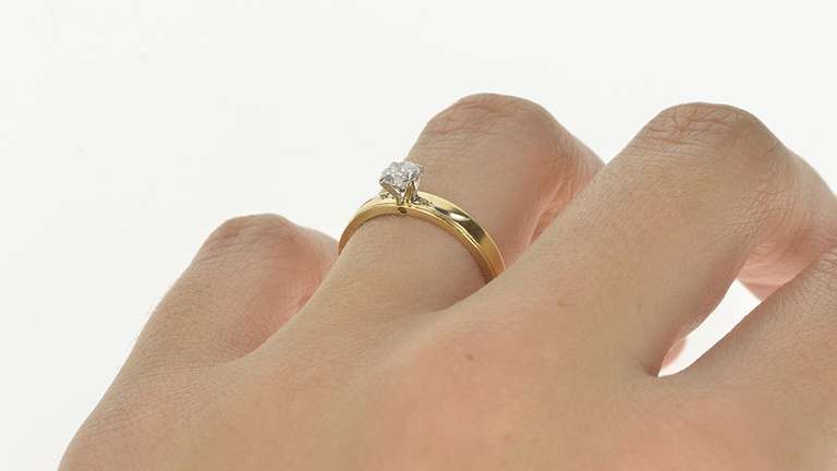 14K Yellow Gold 0.36 Ct Retro Diamond Solitaire Engagement Ring