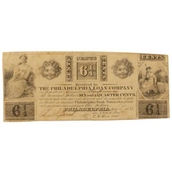 1837 6 1/4 Cent Philadelphia Loan Company  Note