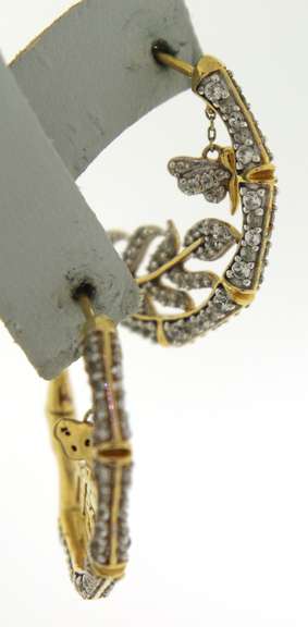 Sterling Silver Leaf Hoop Earrings
