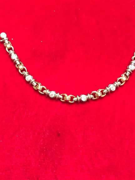14K WHITE AND YELLOW GOLD DIAMOND BRACELET