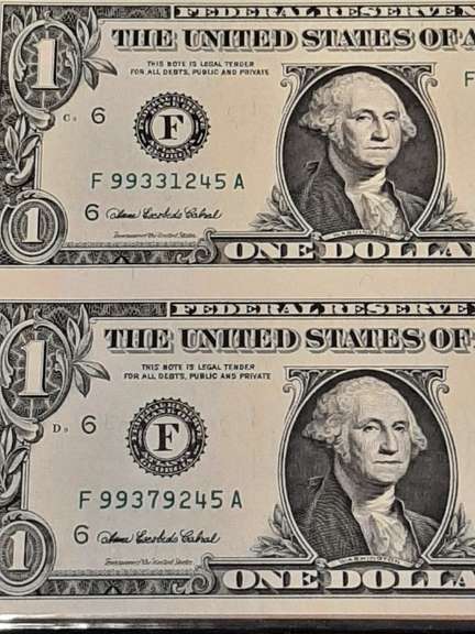 2003 A Uncut Sheet Of 4 $1 Fed Reserve Notes