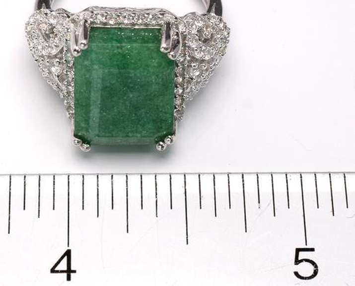 Elegant Filigree Natural Emerald & White Sapphire in Sterling