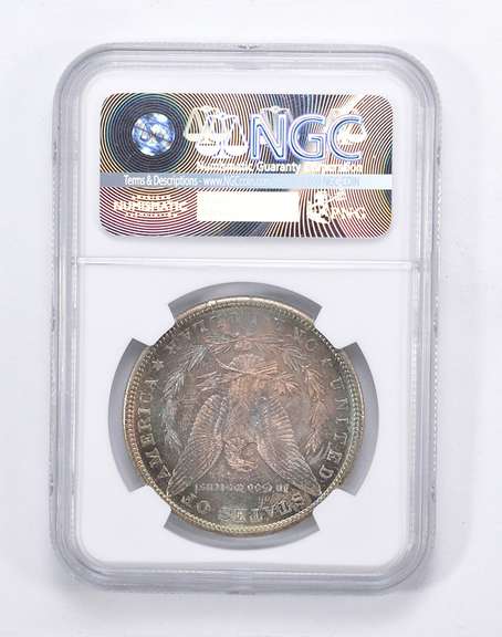 MS64 1880-S Morgan Silver Dollar - Blue Toned - Graded by NGC